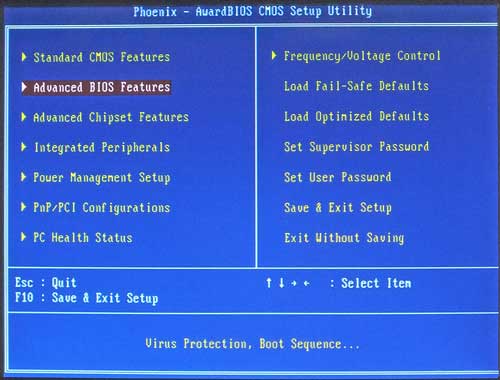 Epia ML Motherboard BIOS Main Screen: Advanced BIOS Settings