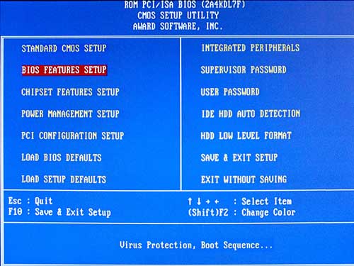 TF-486 Motherboard BIOS Main Screen: BIOS Features