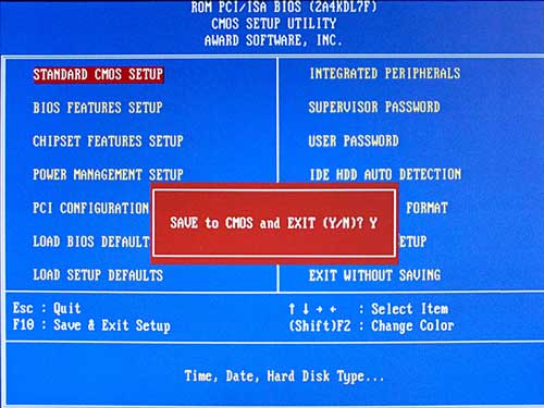 TF-486 Motherboard BIOS Main Screen: Save and Exit