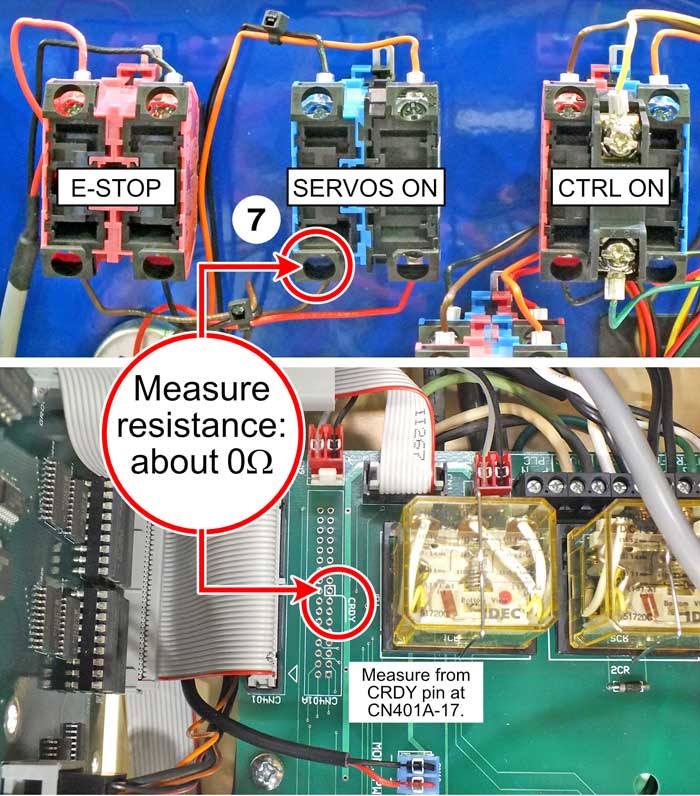 Image of Measure Resistance 1CR to Servos On