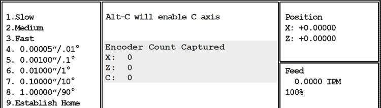 Image of OmniTurn Ctrl-H Diagnostic Screen Before Moving Slide
