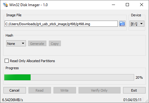 Win32DiskImage writing