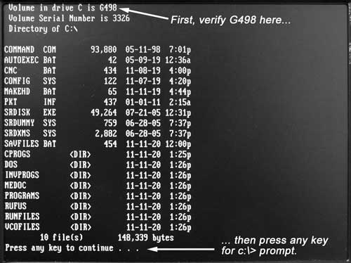 Image of directory listing with about 2GB Free