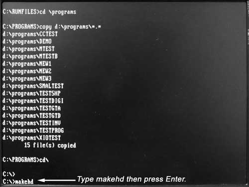 Image of MAKEHD DOS Command