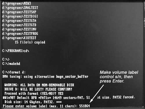 Image of MAKEHD Format Volume Label